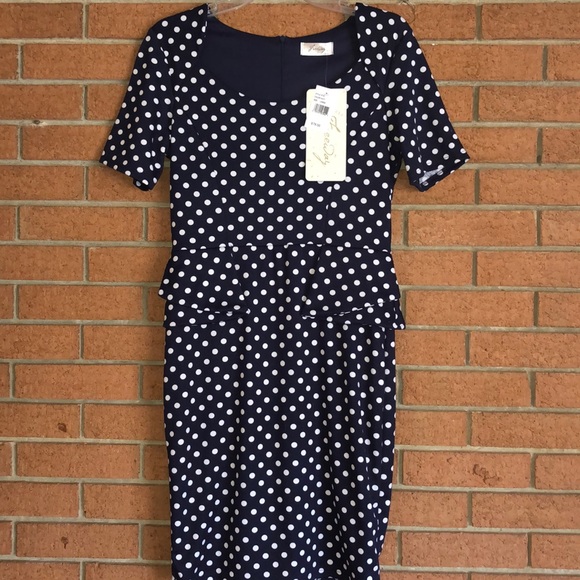 💙FREEWAY💙POLKA DOT PEPLUM DRESS💙 - Picture 3 of 6